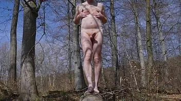 play Naked masturbation outdoors in the forest