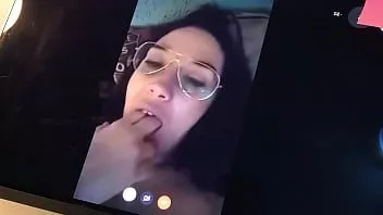 play Spanish mature milf sticking her tongue out on webcam so that they cum on her face. leyva hot ctdx